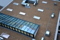 gravel mulch on roof of a flat green roof. covers and protects layers of Royalty Free Stock Photo