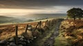 Misty Morning On The English Moors: Captivating Landscape Photography Royalty Free Stock Photo