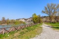 Gravel pathway in spring park. Royalty Free Stock Photo