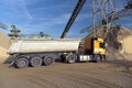 Gravel pit: building and wheel loader loading gravel onto a truck Royalty Free Stock Photo