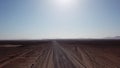 Gravel road in aerial desert. Sandy landscape, nobody. Nature in Namibia, Africa