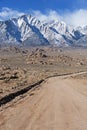 Gravel Road In The Alabama Hills Heads Towards Lone Pine Peak Royalty Free Stock Photo