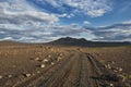 gravel road at the highlands in iceland Royalty Free Stock Photo