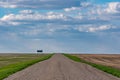 Gravel road leading to the abandoned North Saskatchewan Landing school and church