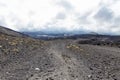 Gravel road leading to the summit on mount Etna Royalty Free Stock Photo