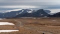 Distant glacier from the top of pass through Kaldidalur, West Iceland