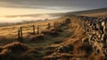Ethereal Seascapes: Stunning Photo Of Stone Fence On English Moors