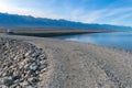 A gravel service road runs through a section the Owens Lake project, California, USA