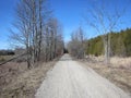 Gravel side road early spring in Canada