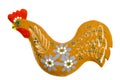 Graven handmade wooden Easter rooster decoration. Royalty Free Stock Photo