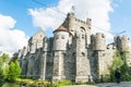 Gravensteen Castle with flags, Ghante, Belgium Royalty Free Stock Photo