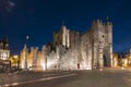 Gravensteen castle at night, Gent, Belgium Royalty Free Stock Photo