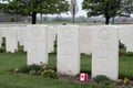 The graves of Canadian soldiers at Tyne Cot cemetery, near Ypres, Belgium Royalty Free Stock Photo