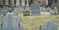 Graves at Kings Chapel Burying Ground in Boston Downtown - BOSTON , MASSACHUSETTS - APRIL 3, 2017