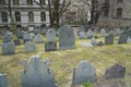 Graves at Kings Chapel Burying Ground in Boston Downtown - BOSTON , MASSACHUSETTS - APRIL 3, 2017