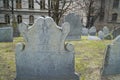 Graves at Kings Chapel Burying Ground in Boston Downtown - BOSTON , MASSACHUSETTS - APRIL 3, 2017