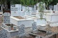 Graves and tombstones at Muslim cemetery.