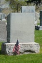 Gravestone with American flag Royalty Free Stock Photo