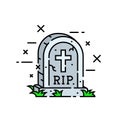 Gravestone cemetery line icon