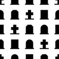 Gravestone and grave cross seamless pattern for design.