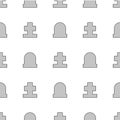 Gravestone and grave cross seamless pattern illustration. Royalty Free Stock Photo