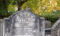 Gravestone at the historic Victorian Jewish cemetery in Willesden, north west London, UK