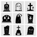 Gravestone icons set