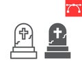 Gravestone line and glyph icon, halloween and scary, tombstone sign vector graphics, editable stroke linear icon, eps 10