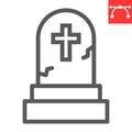 Gravestone line icon, halloween and scary, tombstone sign vector graphics, editable stroke linear icon, eps 10.