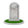 Gravestone with RIP 2G Cellular Technology Sign. 3d Rendering Royalty Free Stock Photo