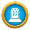 Gravestone with RIP text icon blue vector isolated Royalty Free Stock Photo
