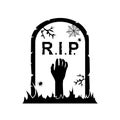Gravestone with zombie hand icon Royalty Free Stock Photo