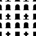 Gravestones and grave cross seamless pattern illustration. Royalty Free Stock Photo