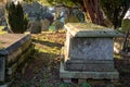 Gravestones in Paines Lane Cemetery, Pinner, with graves dating from Victorian times, located Paines Lane, Pinner, Middlesex, UK.