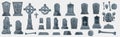 Gravestones set. Old Tomb Collection. Ancient RIP. Collection of gravestones. Concept cartoon gravestone in different Royalty Free Stock Photo