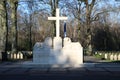 Gravestones and statues on the military field of honour at the Grebberberg in the Netherlands,