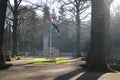 Gravestones and statues on the military field of honour at the Grebberberg in the Netherlands,