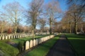 Gravestones and statues on the military field of honour at the Grebberberg in the Netherlands,