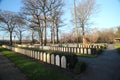 Gravestones and statues on the military field of honour at the Grebberberg in the Netherlands,
