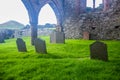 Graveyard cemetery in Peel Castle, Isle of Man Royalty Free Stock Photo