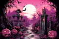 Graveyard Chronicles: Eerie Scene Brought to Life in Illustration, Generative AI