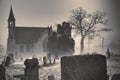 Graveyard Church monochromatic Royalty Free Stock Photo