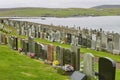 Graveyard on a hill facing North sea in Lerwick at Shetland Islands, Scotland, UK Royalty Free Stock Photo