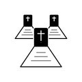 Black solid icon for Graveyard, cemetery and churchyard