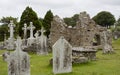 Graveyard in  monastery of Clonmacnoise ruin in Ireland Royalty Free Stock Photo