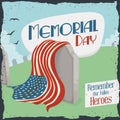 Graveyard with Retro Sign for Memorial Day, Vector Illustration Royalty Free Stock Photo