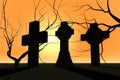 Graveyard in sunset Royalty Free Stock Photo