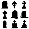 Graveyard tombstones silhouettes for halloween