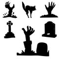 Graveyard tombstones silhouettes for halloween Royalty Free Stock Photo