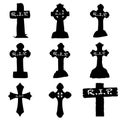 Graveyard tombstones silhouettes for halloween